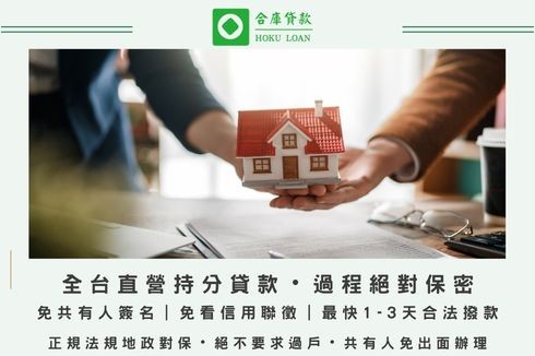 持分房屋貸款與持分土地借款，合庫提供免通知共有人、免審查聯徵評分的合法第二順位抵押權設定服務