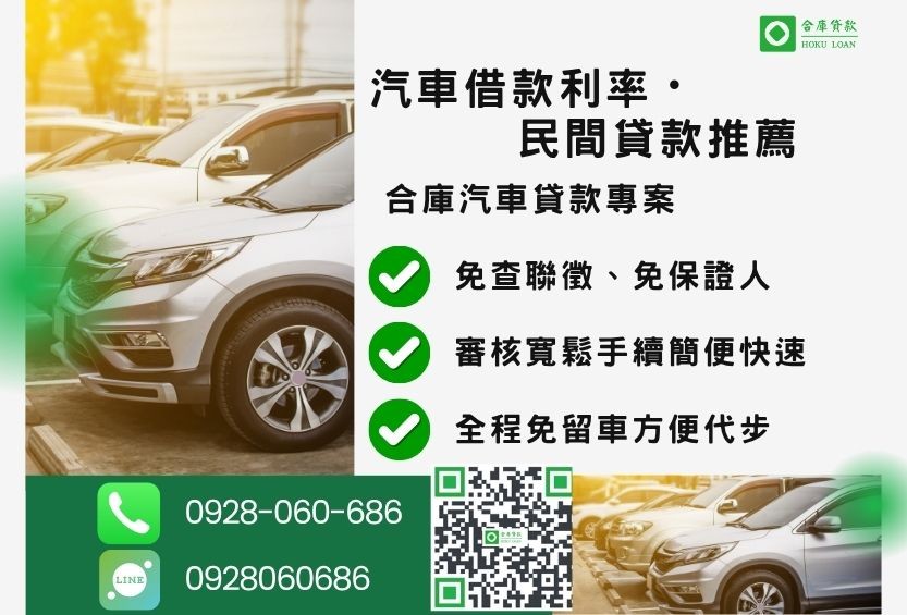 汽車貸款利率推薦-合庫貸款金主直營,針對銀行退件客戶提供極速合法民間借款方案。