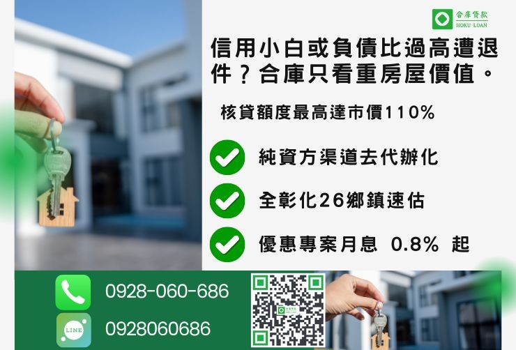 彰化二胎推薦合庫貸款彰化房屋二胎利息收費成數最高