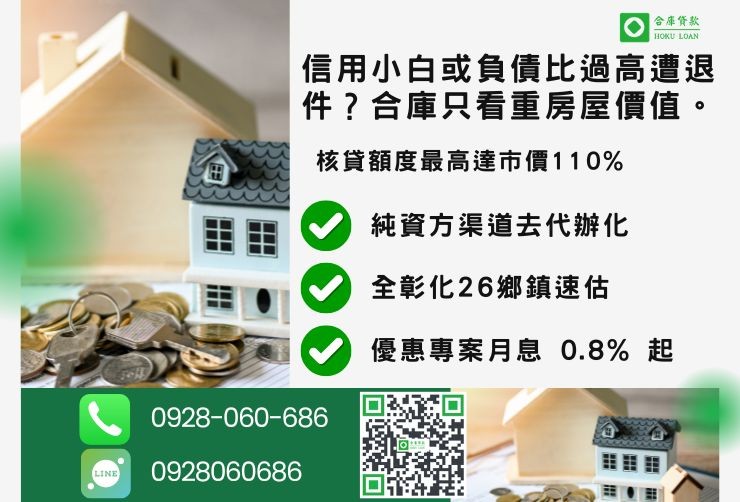 彰化二胎推薦合庫貸款彰化房屋二胎管道成數最高方案