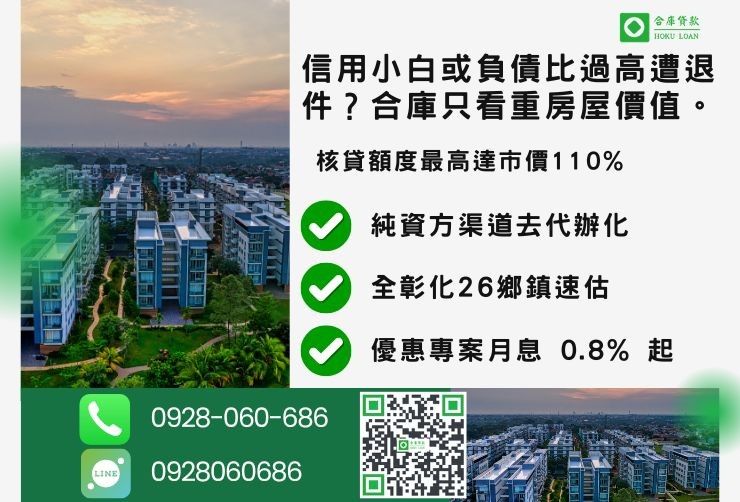 彰化二胎推薦合庫貸款彰化房屋二胎成數最高方案