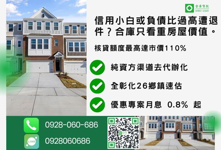 彰化二胎借款流程推薦合庫貸款彰化房屋二胎快速放款