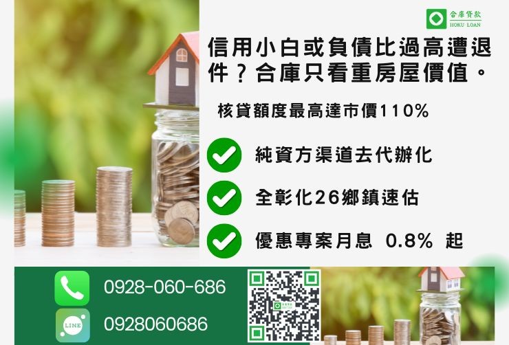 彰化二胎借款流程推薦合庫貸款彰化房屋二胎快速放款
