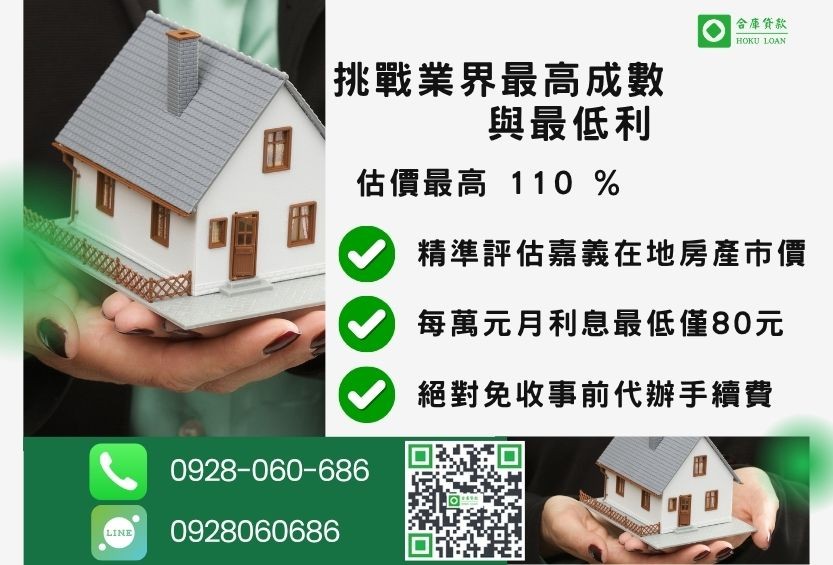 嘉義房屋貸款條件-合庫貸款不看個人信用評分，房屋價值高估最高可達110%。