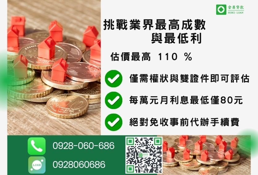 嘉義二胎借款最高成數-合庫貸款不看個人信用評分，房屋價值高估最高可達110%。