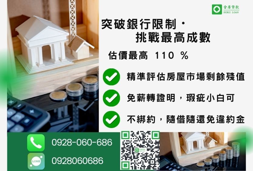 信用不良房屋貸款成數最高-合庫貸款不看個人信用評分,房地價值高估最高110%。