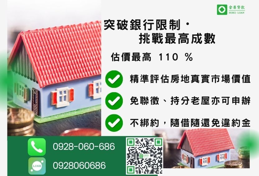 房屋二胎成數最高-合庫貸款不看個人信用評分,房屋土地價值高估。