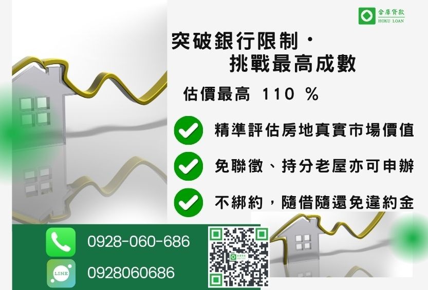 房屋二胎成數最高-合庫貸款不看個人信用評分,房屋土地價值高估。