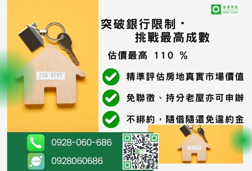 持分房屋貸款成數最高-合庫貸款不看個人信用評分，持分房屋土地皆可估價核貸。