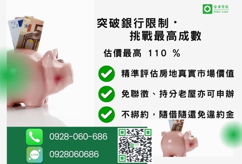 持分房屋貸款成數最高-合庫貸款不看個人信用評分，房屋土地價值高估。