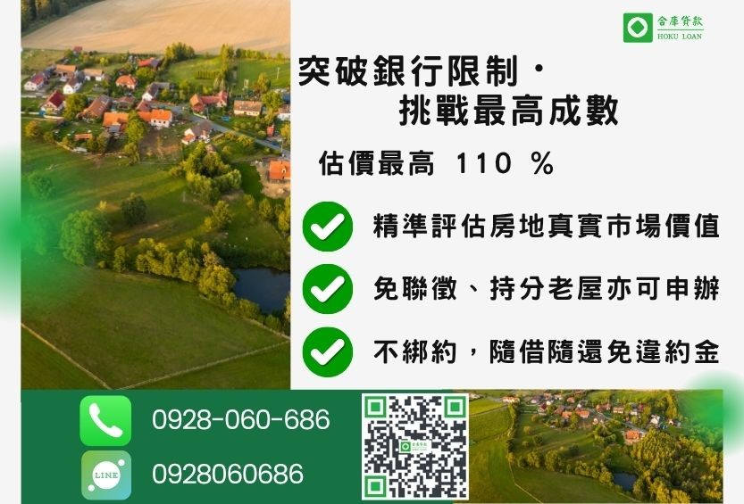 房屋土地貸款成數最高-合庫貸款不看個人信用評分，房屋土地價值高估。