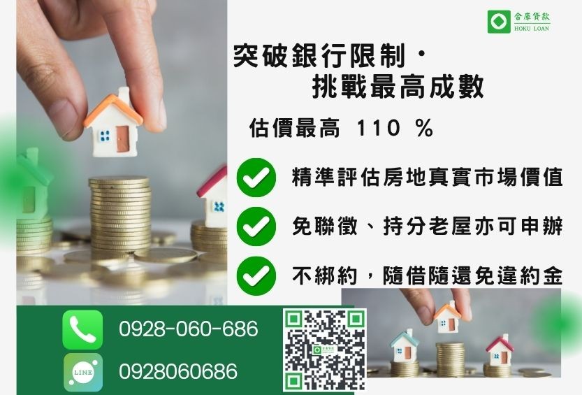 房子抵押貸款成數最高-合庫貸款不看個人信用評分，房屋土地價值高估。