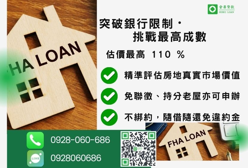 房子抵押貸款成數最高-合庫貸款不看個人信用評分,房屋土地價值高估。