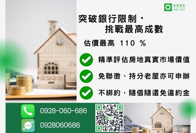 房屋貸款成數最高-合庫貸款不看個人信用評分，房屋土地價值高估。