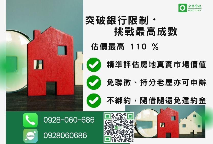 房屋貸款成數最高-合庫貸款不看個人信用評分，房屋土地價值高估。
