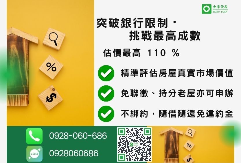 民間房貸成數最高-合庫貸款不看個人信用評分,房屋土地價值高估。