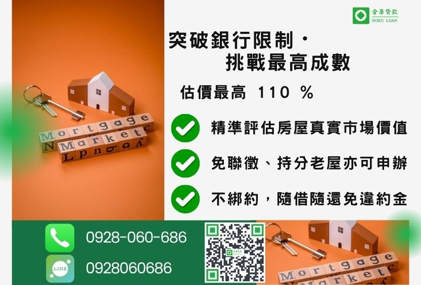 房子抵押貸款成數最高-合庫貸款不看個人信用評分,房屋土地價值高估。