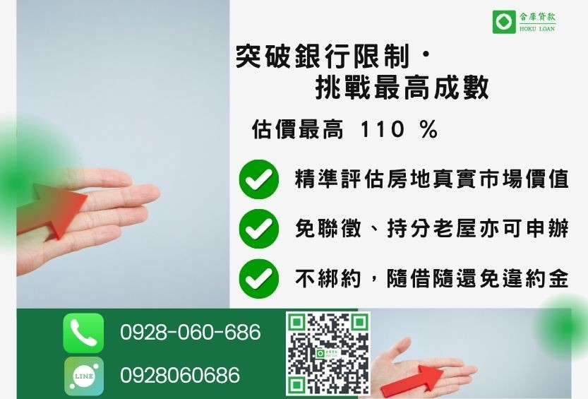 二胎房貸成數最高-合庫貸款不看個人信用評分,房屋土地價值高估。
