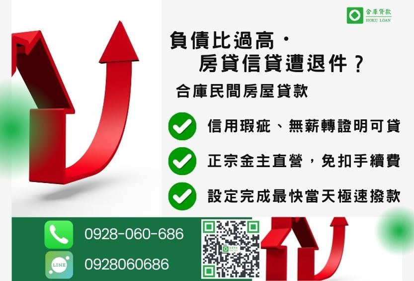 房貸信貸推薦-合庫貸款金主直營,針對銀行退件屋主提供極速合法民間借款方案。