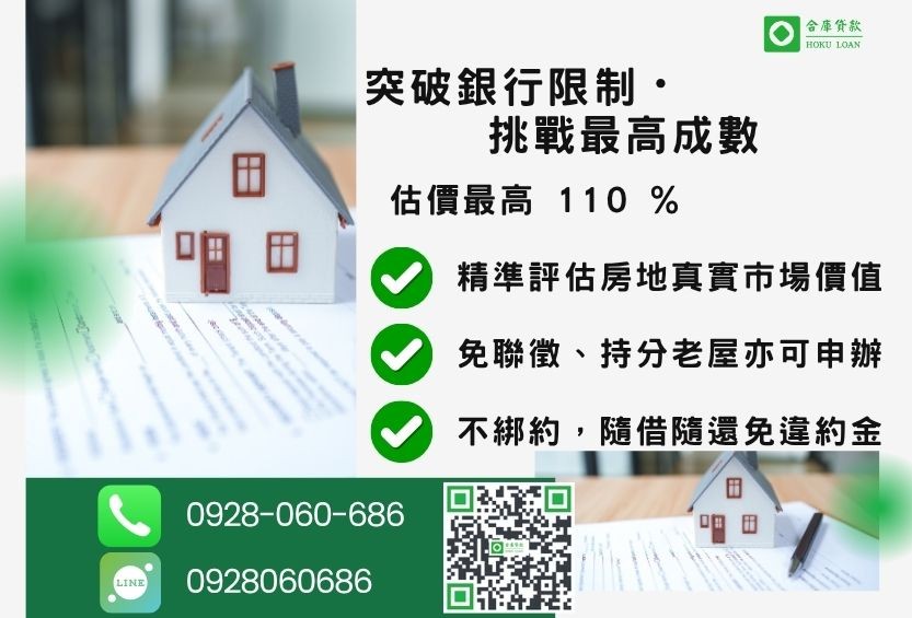 房屋貸款成數最高-合庫貸款不看個人信用評分,房屋土地價值高估。