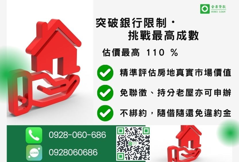 房貸轉貸成數最高-合庫貸款不看個人信用評分,房屋土地價值高估。