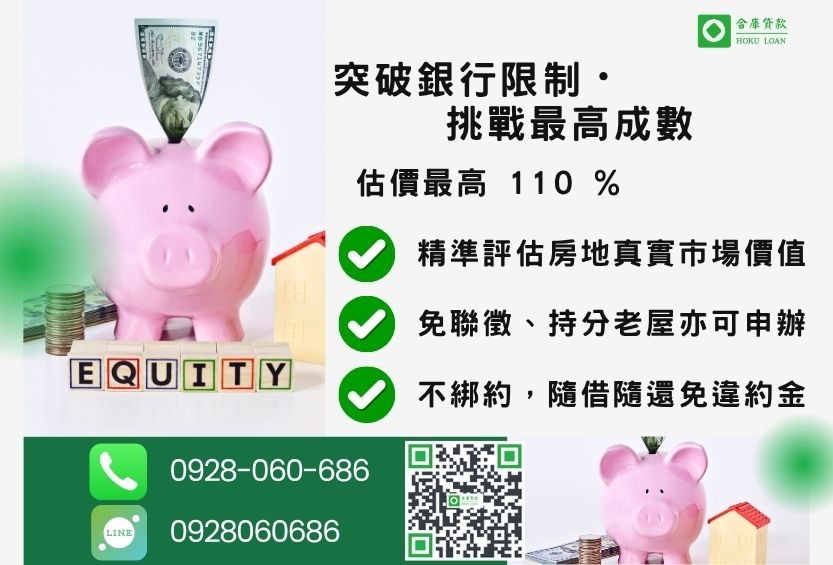 民間房屋二胎貸款成數最高-合庫貸款不看個人信用評分，房屋土地價值高估。