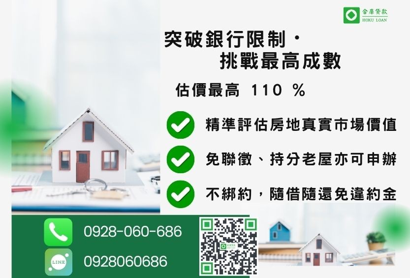 房屋借款成數最高-合庫貸款不看個人信用評分,房屋土地價值高估。