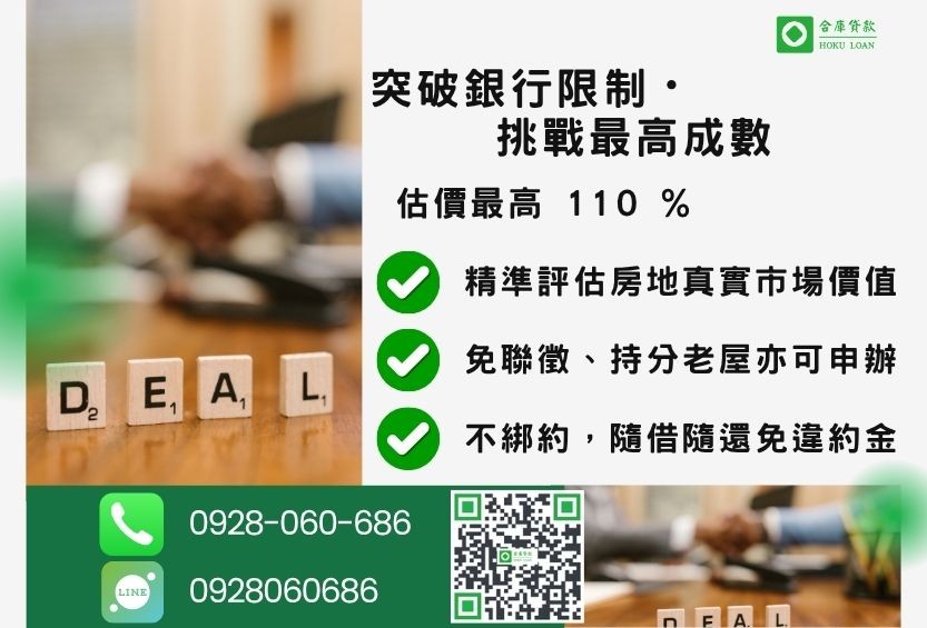 民間房貸成數最高-合庫貸款不看個人信用評分,房屋土地價值高估。