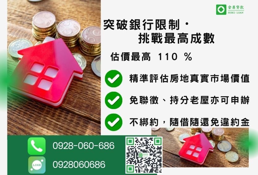 房屋貸款成數最高-合庫貸款不看個人信用評分,房屋土地價值高估。