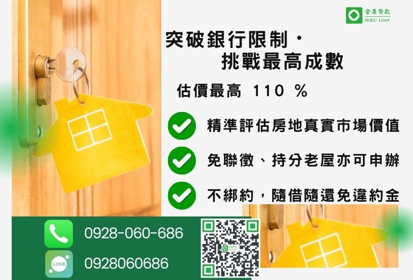 民間二胎成數最高-合庫貸款不看個人信用評分,房屋土地價值高估。