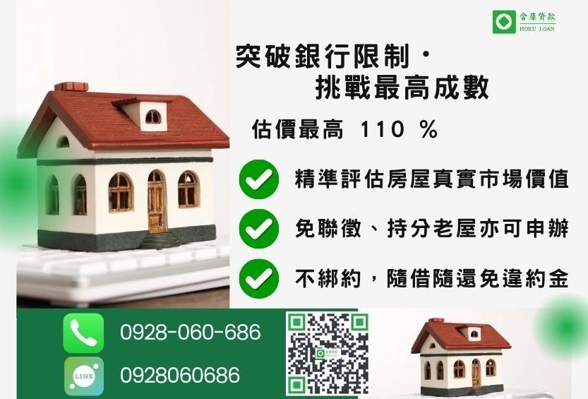 房屋二胎貸成數最高-合庫貸款不看個人信用評分，房屋土地價值高估。