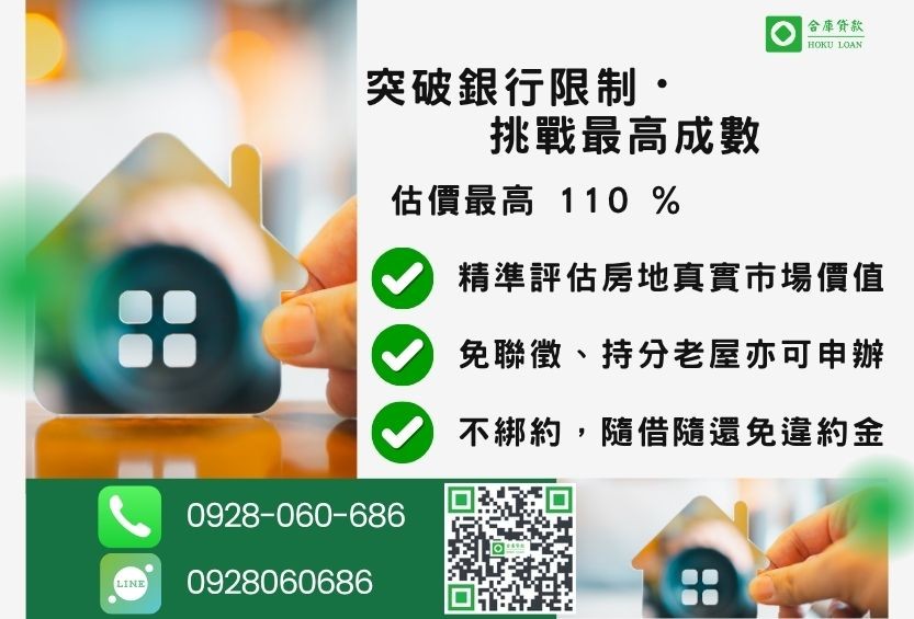 房子二貸成數最高-合庫貸款不看個人信用評分,房屋土地價值高估。