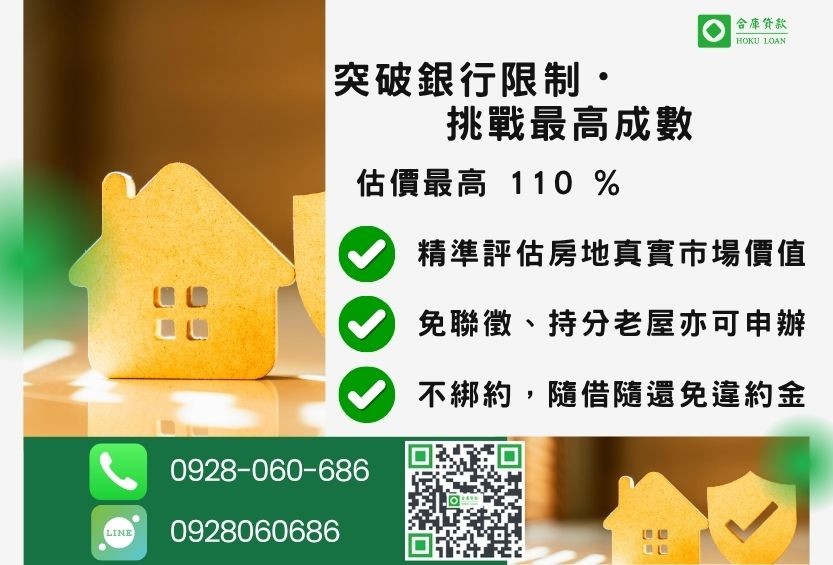 二胎貸款成數最高-合庫貸款不看個人信用評分,房屋土地價值高估。