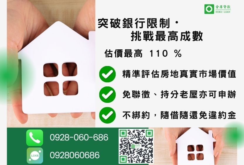 房屋二胎成數最高-合庫貸款不看個人信用評分,房屋土地價值高估。