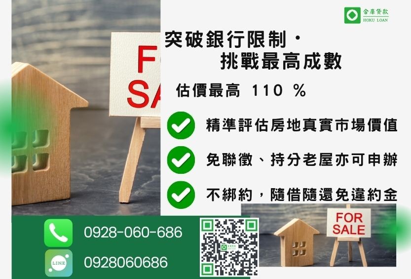 房屋二胎成數最高-合庫貸款不看個人信用評分，房屋土地價值高估。