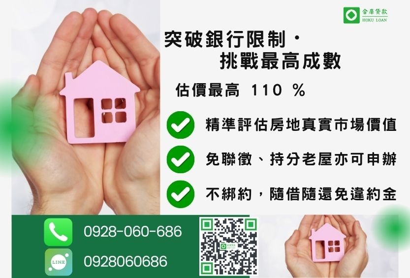 房屋二胎成數最高-合庫貸款不看個人信用評分,房屋土地價值高估。
