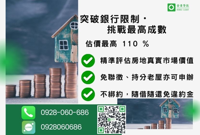 房貸轉貸成數最高-合庫貸款不看個人信用評分，房屋土地價值高估。