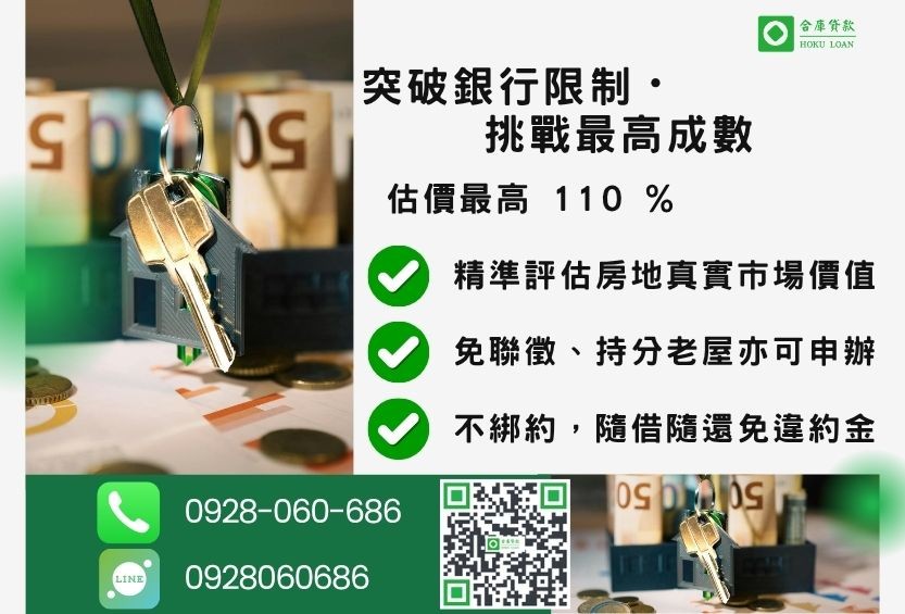 二胎增貸成數最高-合庫貸款不看個人信用評分,房屋土地價值高估。