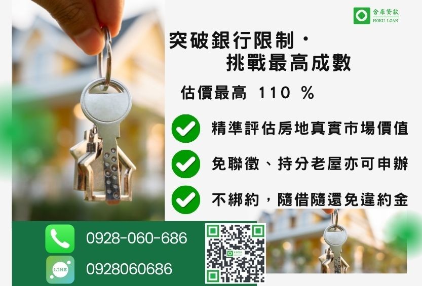 二胎房貸成數最高-合庫貸款不看個人信用評分,房屋土地價值高估。