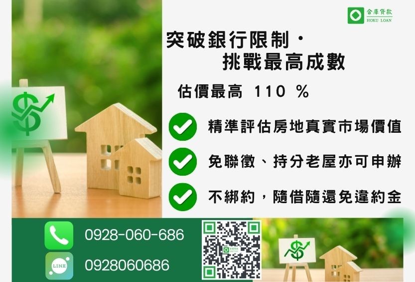 房屋二胎設定成數最高-合庫貸款不看個人信用評分，房屋土地價值高估。
