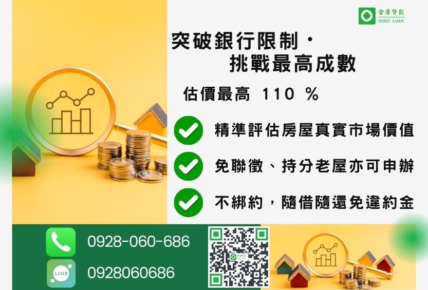 代償二胎成數最高-合庫貸款不看個人信用評分,房屋土地價值高估。