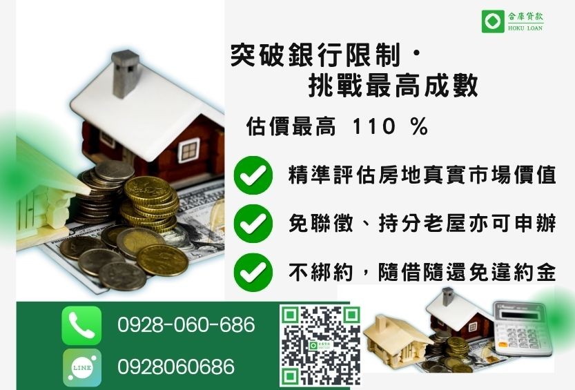 二順位貸款成數最高-合庫貸款不看個人信用評分,房屋土地價值高估。