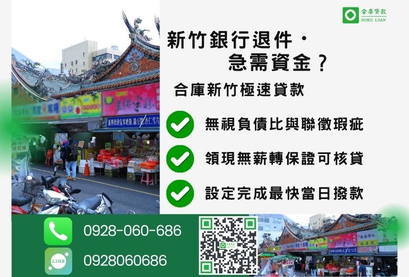 新竹新竹房屋借錢推薦-合庫貸款金主直營，針對新竹銀行退件屋主提供極速借款方案。
