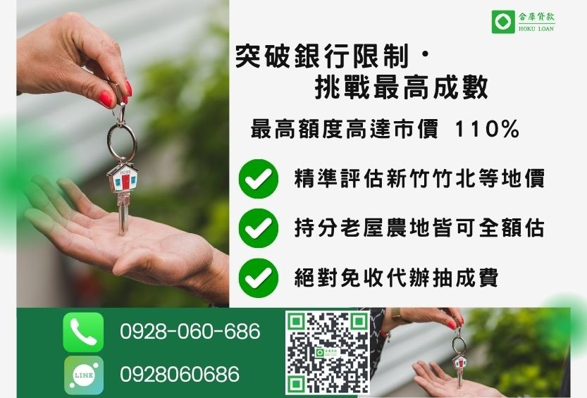 新竹房屋貸款成數最高-合庫貸款不看個人信用評分，新竹中古屋價值高估。