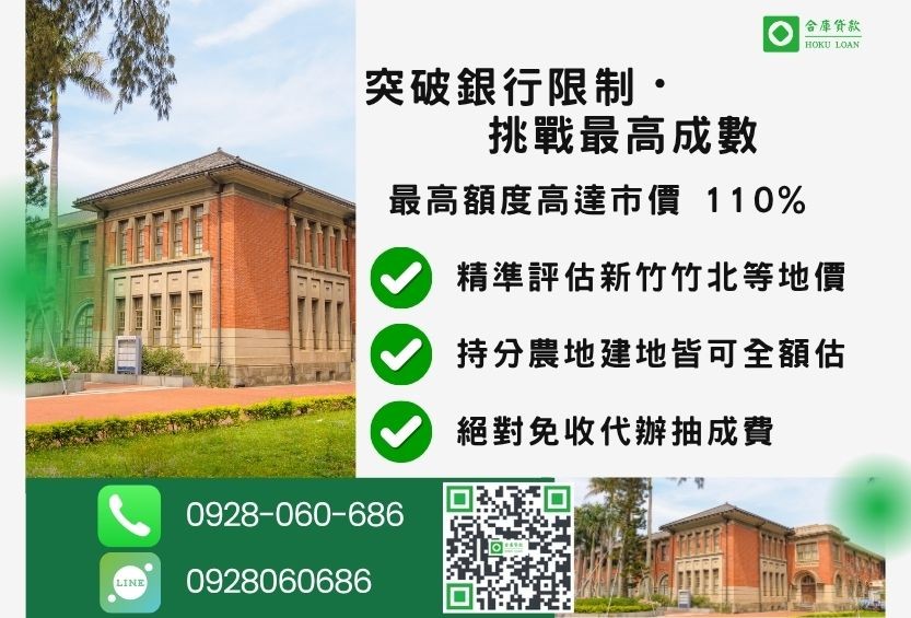 新竹土地借款成數最高-合庫貸款不看個人信用評分，新竹土地價值高估。