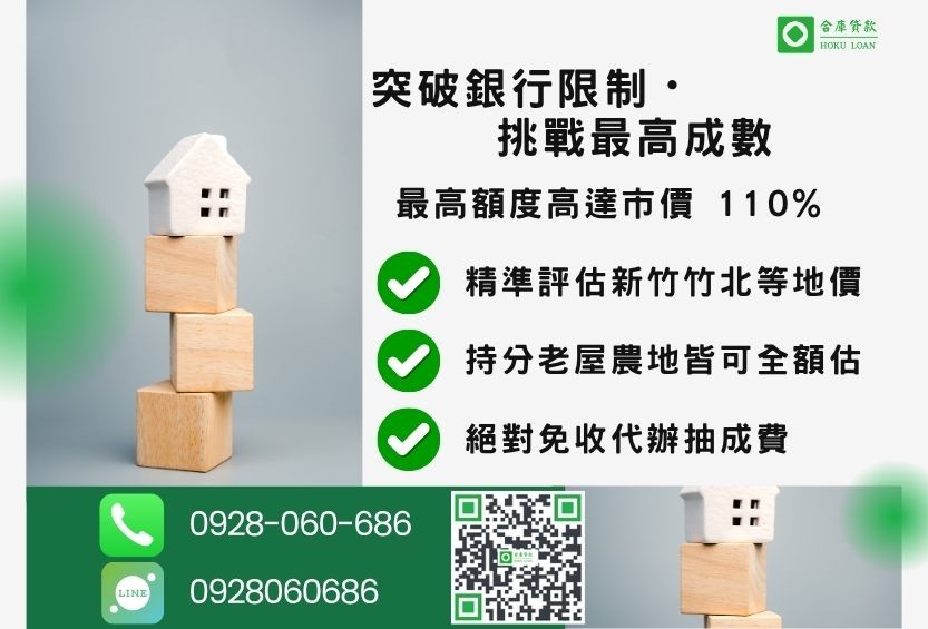 新竹房貸成數最高-合庫貸款不看個人信用評分，新竹房屋價值高估。