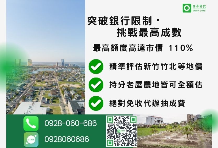 新竹民間借款成數最高-合庫貸款不看個人信用評分，新竹房屋價值高估。