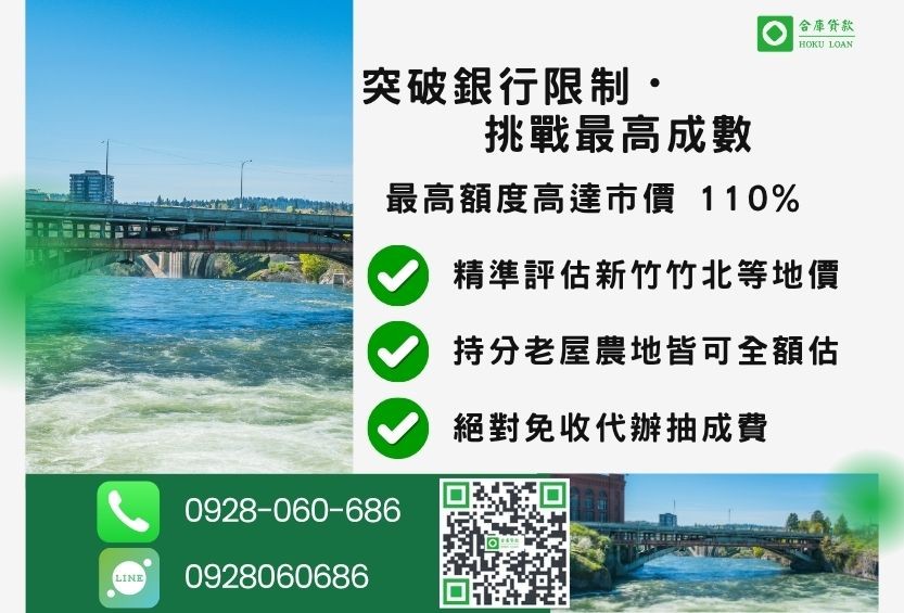 新竹二胎貸款成數最高-合庫貸款不看個人信用評分，新竹房屋土地價值高估。