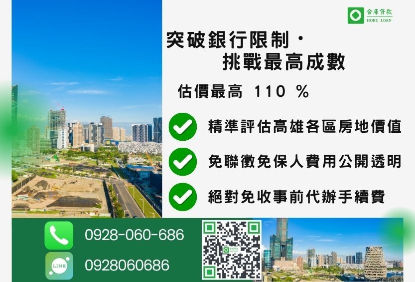 高雄房屋貸款成數最高-合庫貸款不看個人信用評分，高雄房屋土地價值高估。