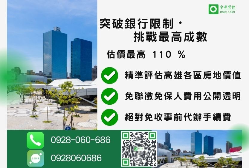 高雄房屋二胎融資成數最高-合庫貸款不看個人信用評分,高雄房屋土地價值高估。